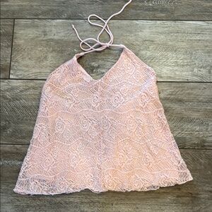Mudd Lace Halter Top Pink Size Medium